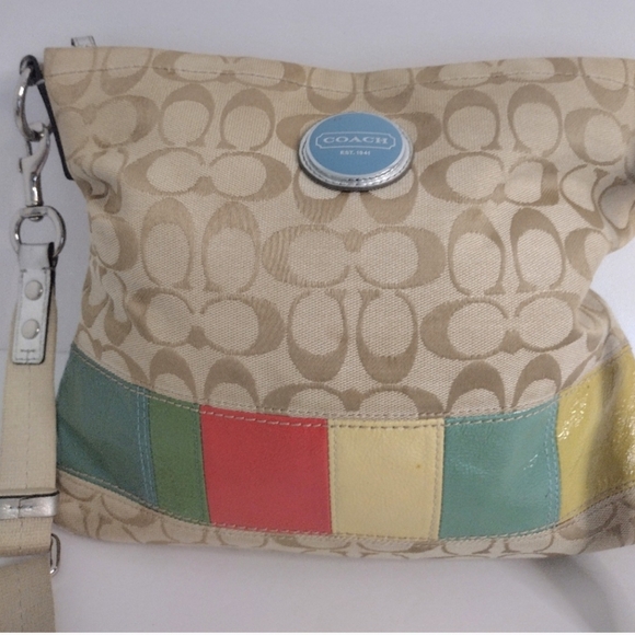 Coach Signature Canvas Crossbody Messenger Bag F17441 Khaki And Leather - Picture 5 of 7